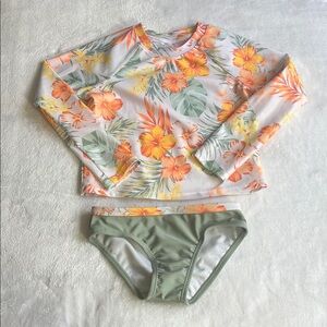 Wonder Nation Orange and Green Rashguard Swim Set